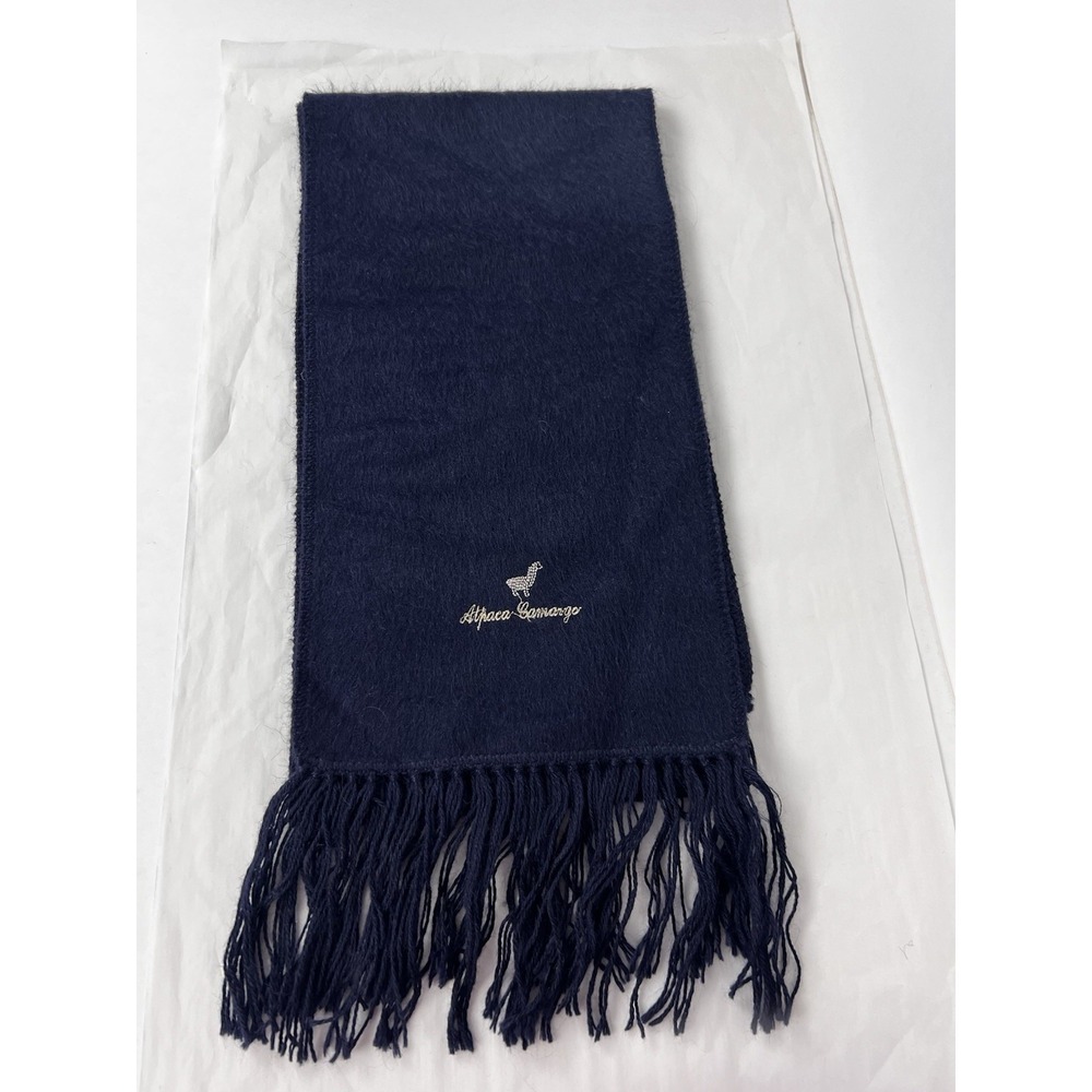 Alpaca Camargo Navy Blue Scarf Authentic Genuine Alpaca Made In Peru